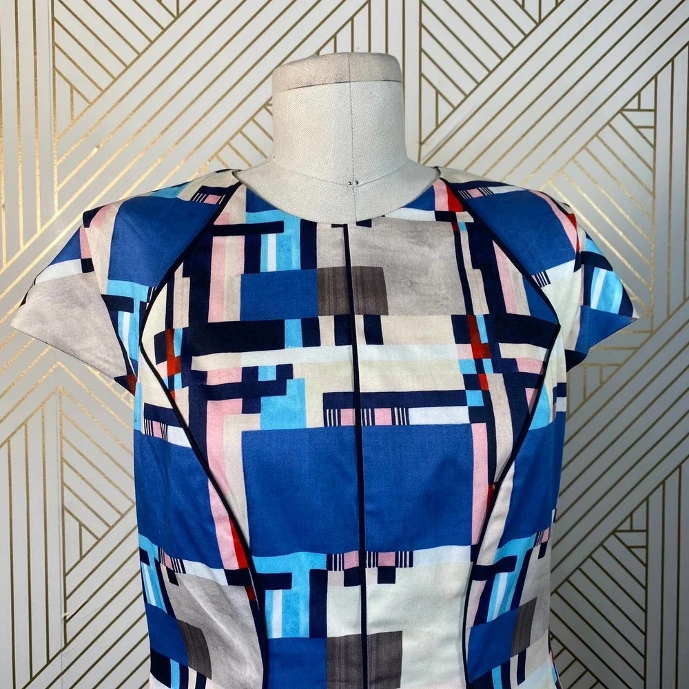 Lela Rose‎ Abstract Geometric Print Colorful Dress - Picture 2 of 12